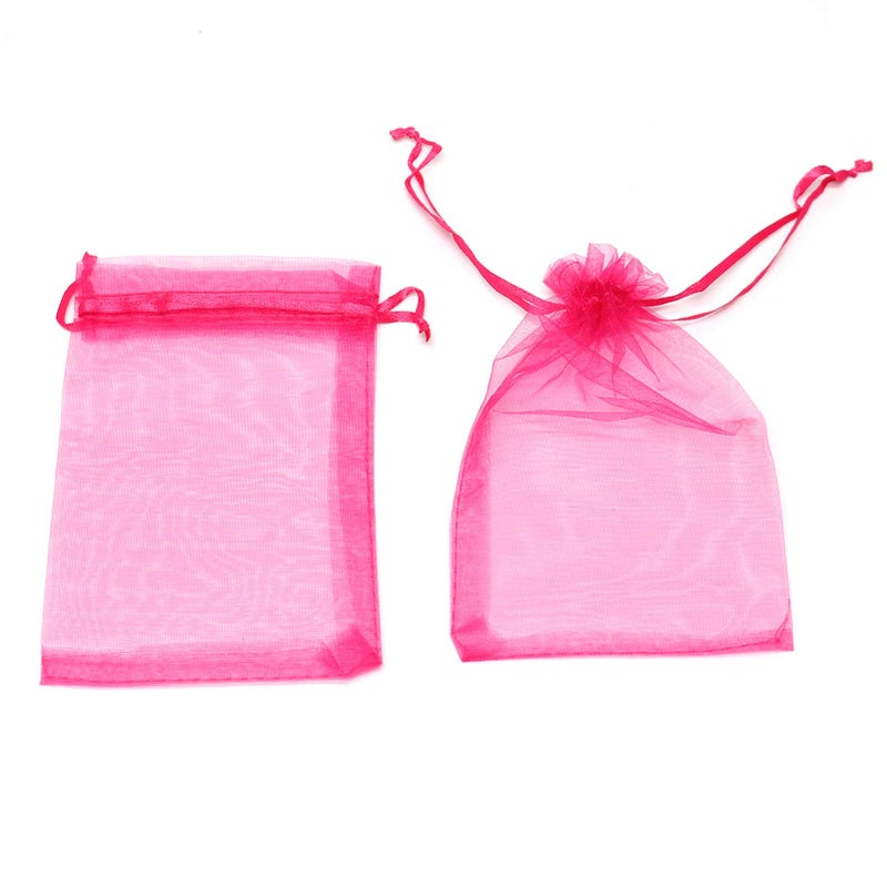 Bezall 50Pcs Organza Bags 3x4 inch, Small Jewelry Bags Drawstring Mesh Gift Bag Wedding Party Favor Christmas Candy Pouches (Hot Pink) - Image 3